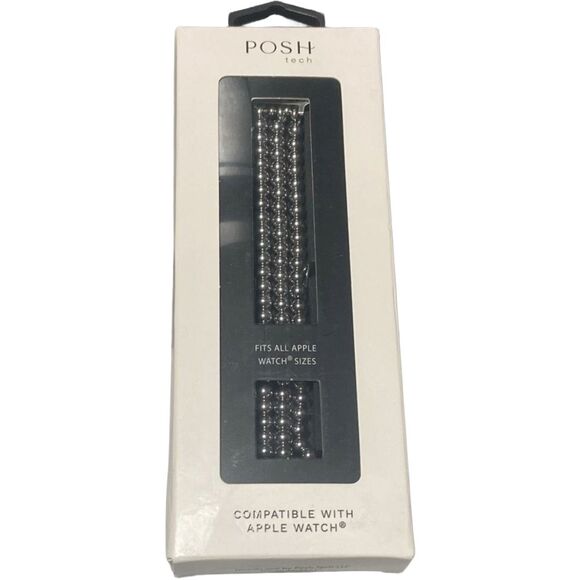 Apple Watch Band Silver Stainless Steel Beaded Bracelet Strap Posh Tech Nova - Picture 6 of 6